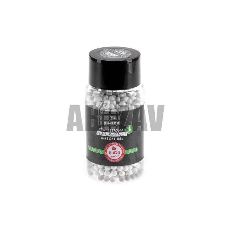 ABZAV|0.43G Bio BB Bottle Professional Performance 1000Rds White Nimrod