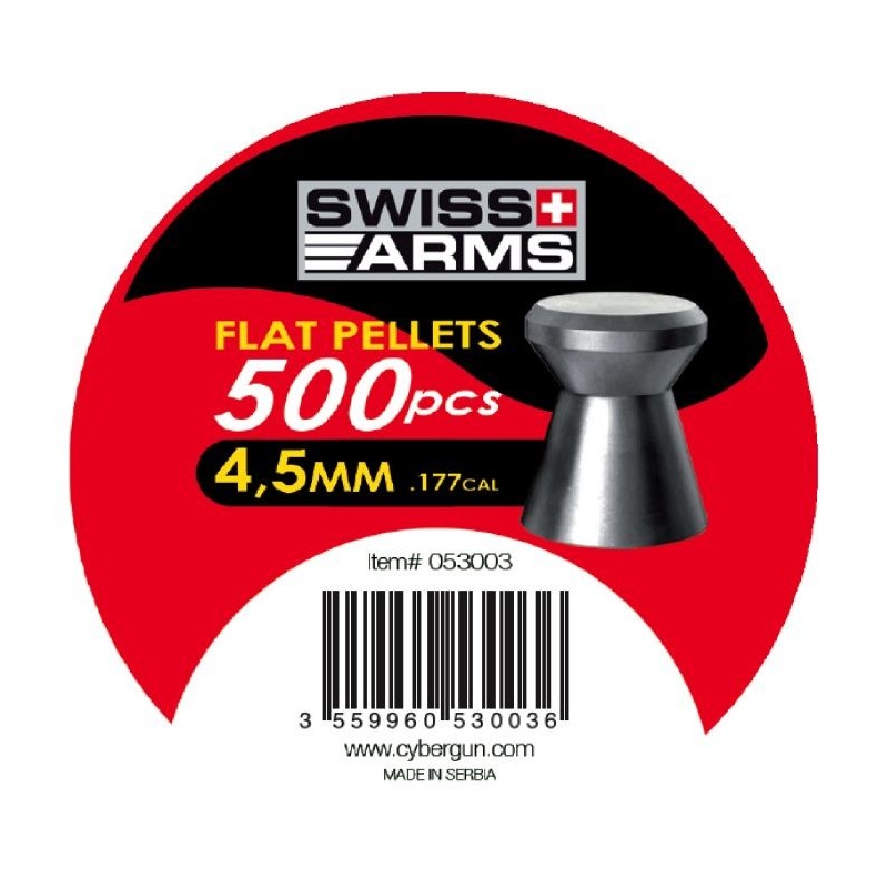 ABZAV|Flat Lead SWISS ARMS Pellets 4.5mm Cal.177 High Quality 500 pellets