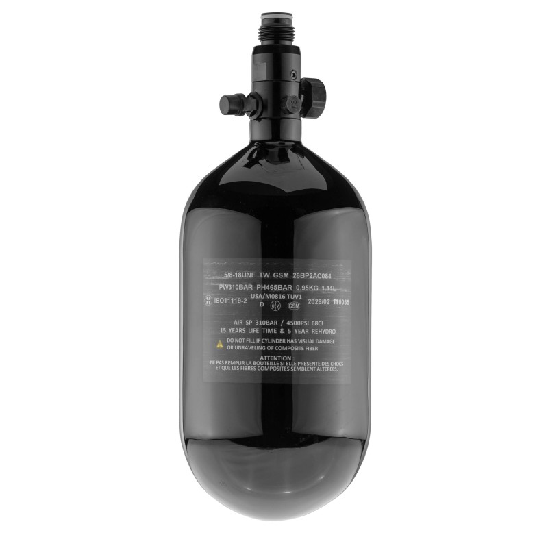 ABZAV|Bouteille BO Carbone vernis noir + régulateur 4500 PS 1.1L